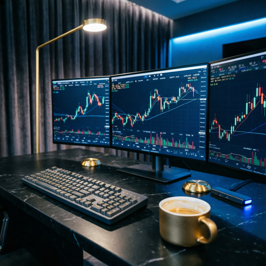 Professional trading desk setup for prop firm challenge passing
