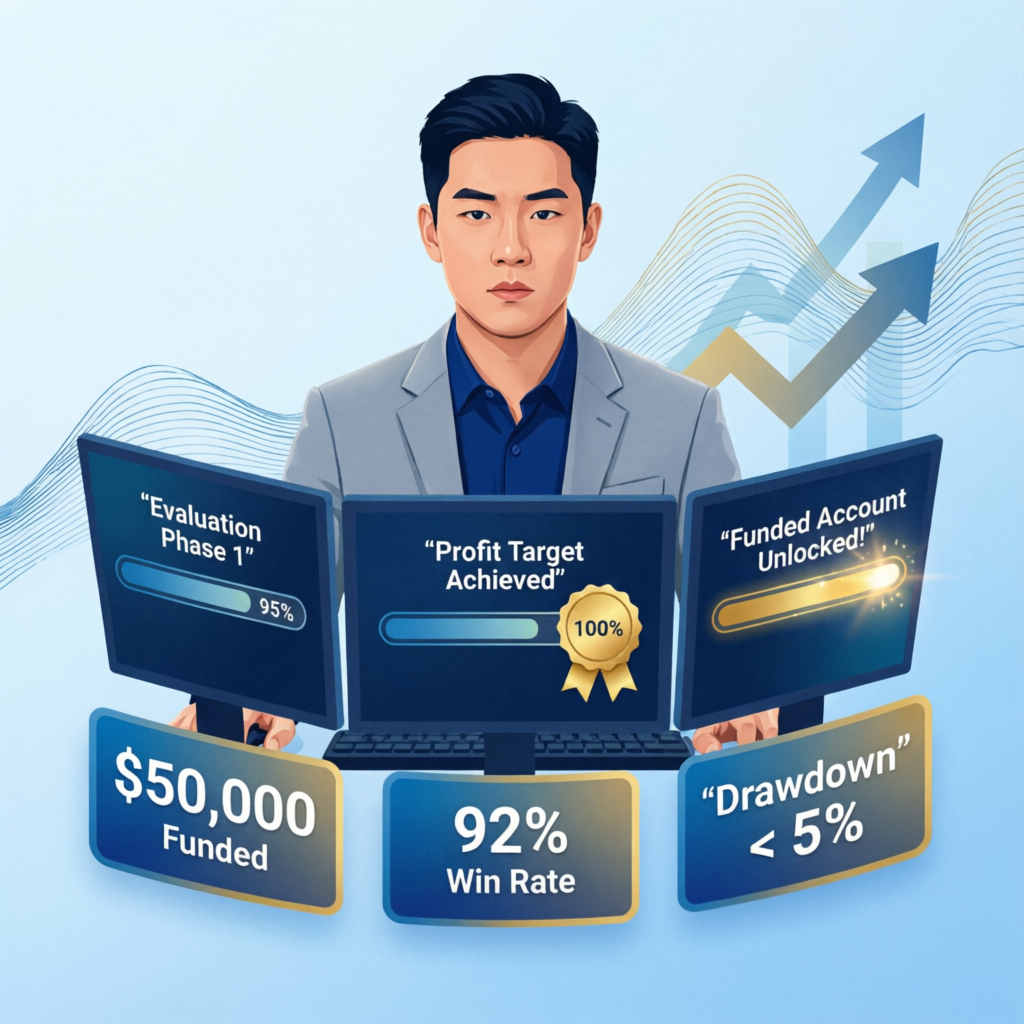 Trader successfully passing Apex Trader Funding evaluation with funded account unlocked