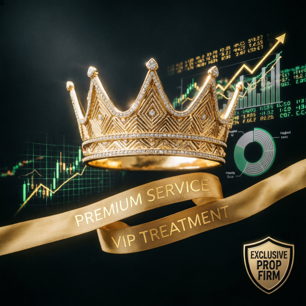 Premium VIP service crown representing exclusive prop firm treatment