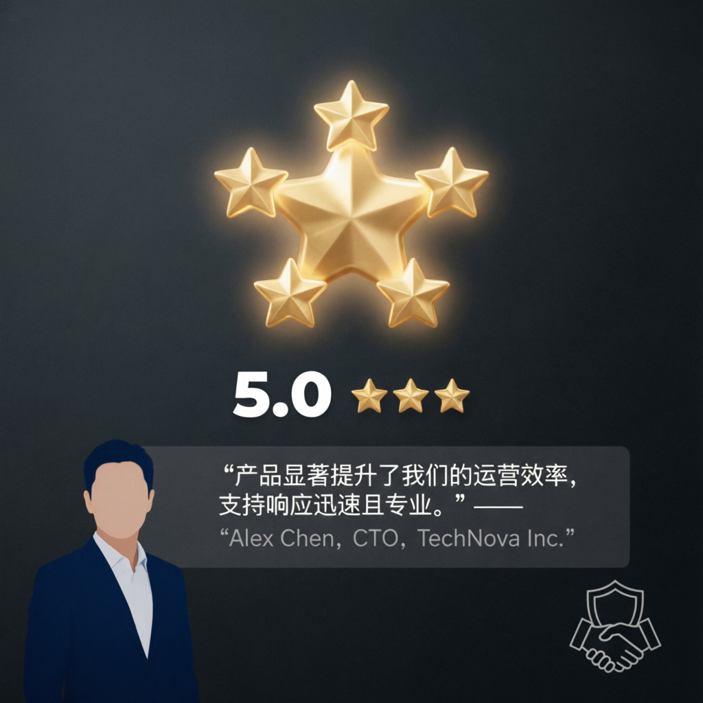 Five star rating testimonial representing client satisfaction