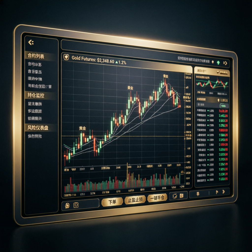 Trading platform with gold futures chart