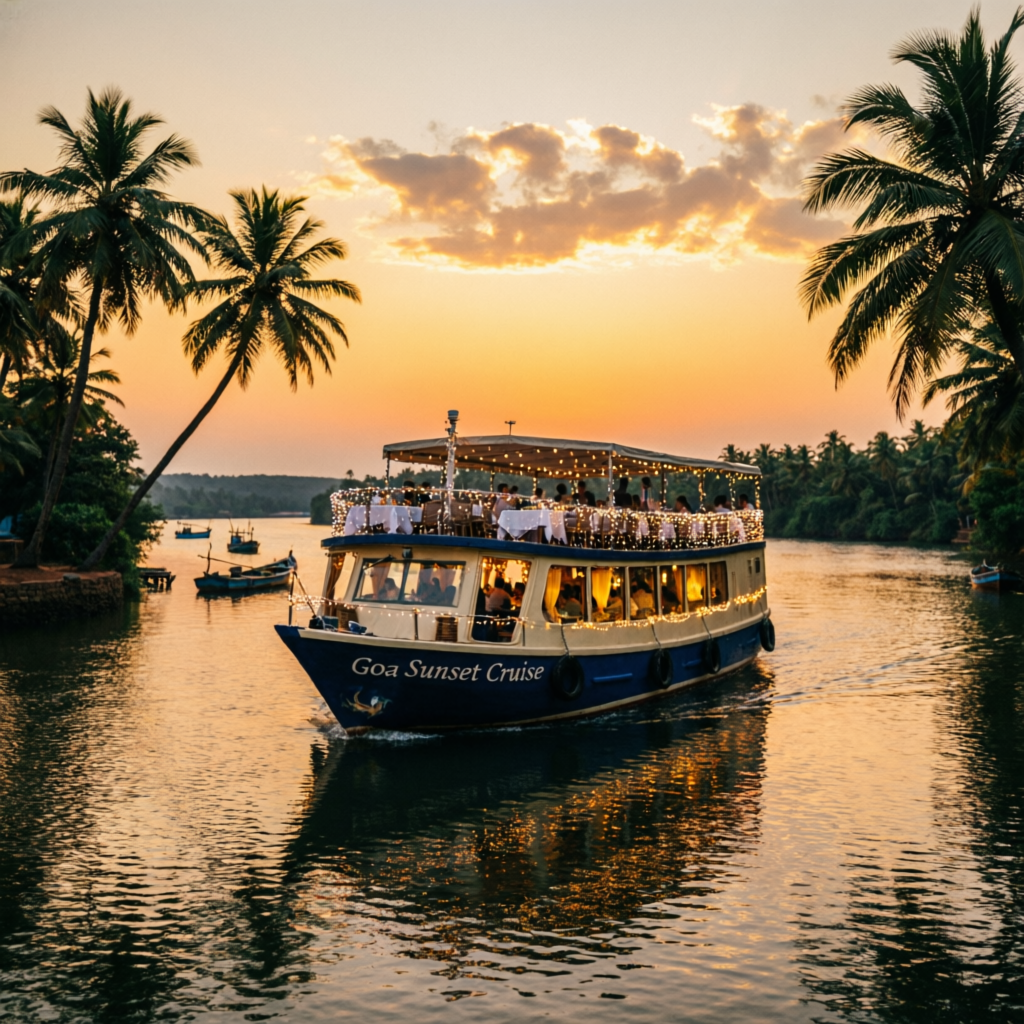 Dinner cruise on Mandovi river at sunset