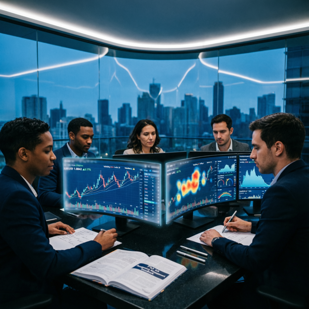 Professional trading team analyzing prop firm comparison data