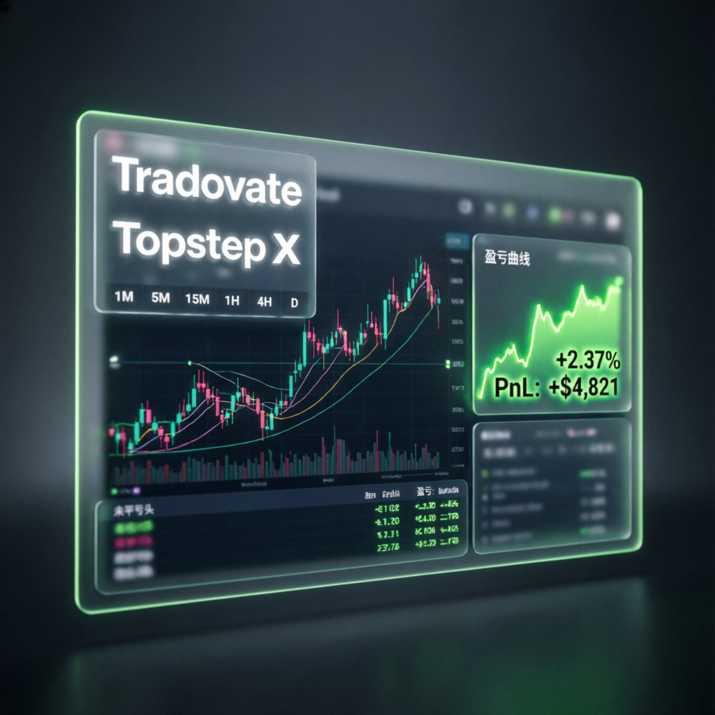 Tradovate and Topstep X trading platform interface with charts