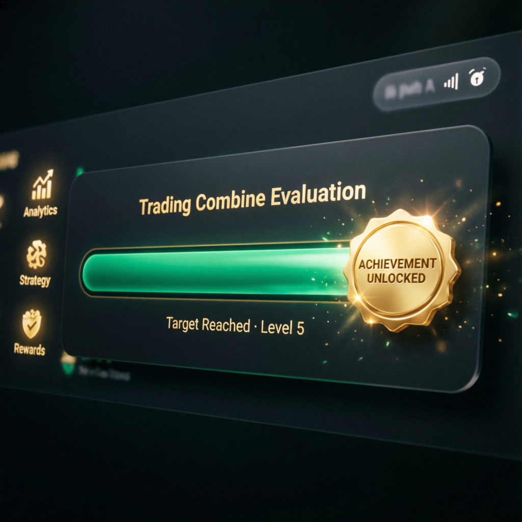 Trading Combine Evaluation achievement unlocked with progress bar