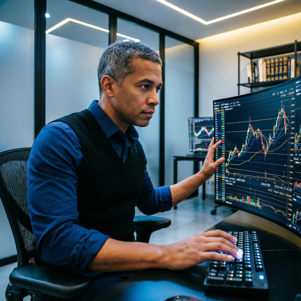 Professional trader analyzing Topstep Trading Combine charts