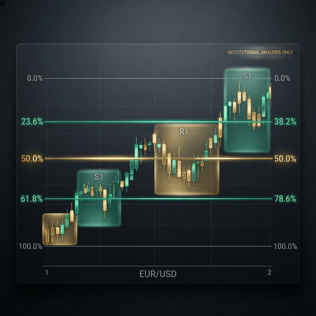 Professional forex chart analysis with Fibonacci retracement levels