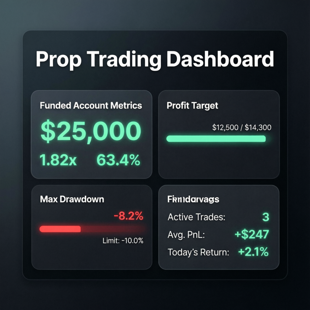 Prop trading dashboard metrics