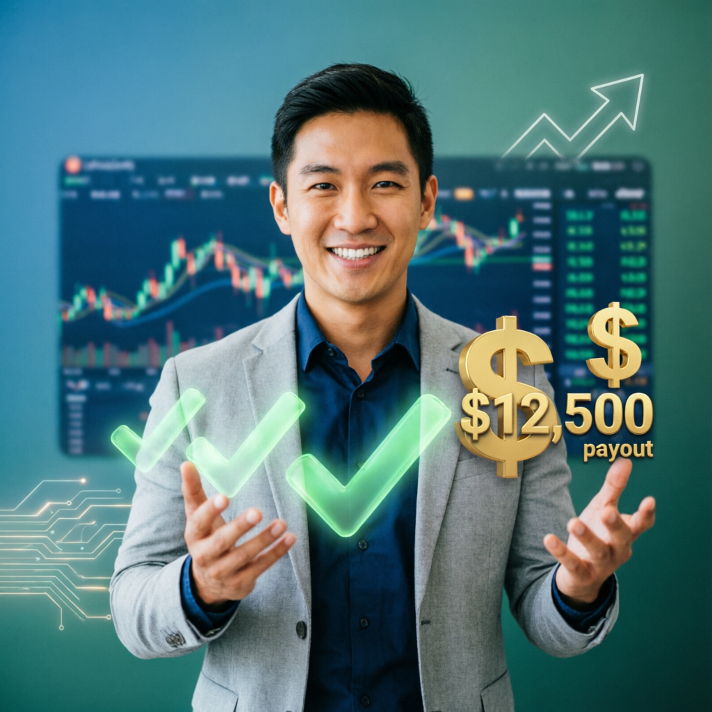 Trader receiving funded account payout celebration