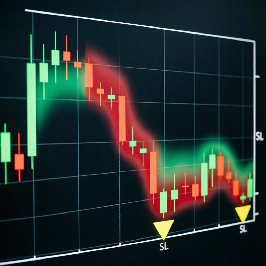 Trading chart showing drawdown zones and stop loss levels for Apex Trader Funding risk management