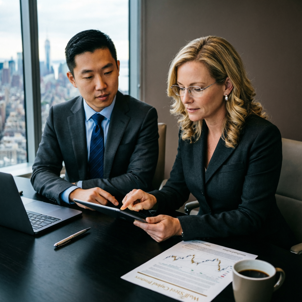 Professional consultation between trader and account manager