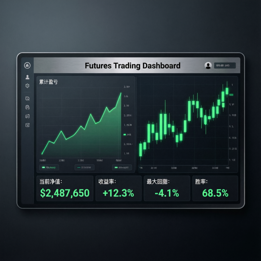 My Funded Futures Trading Dashboard showing profit growth and funded account management