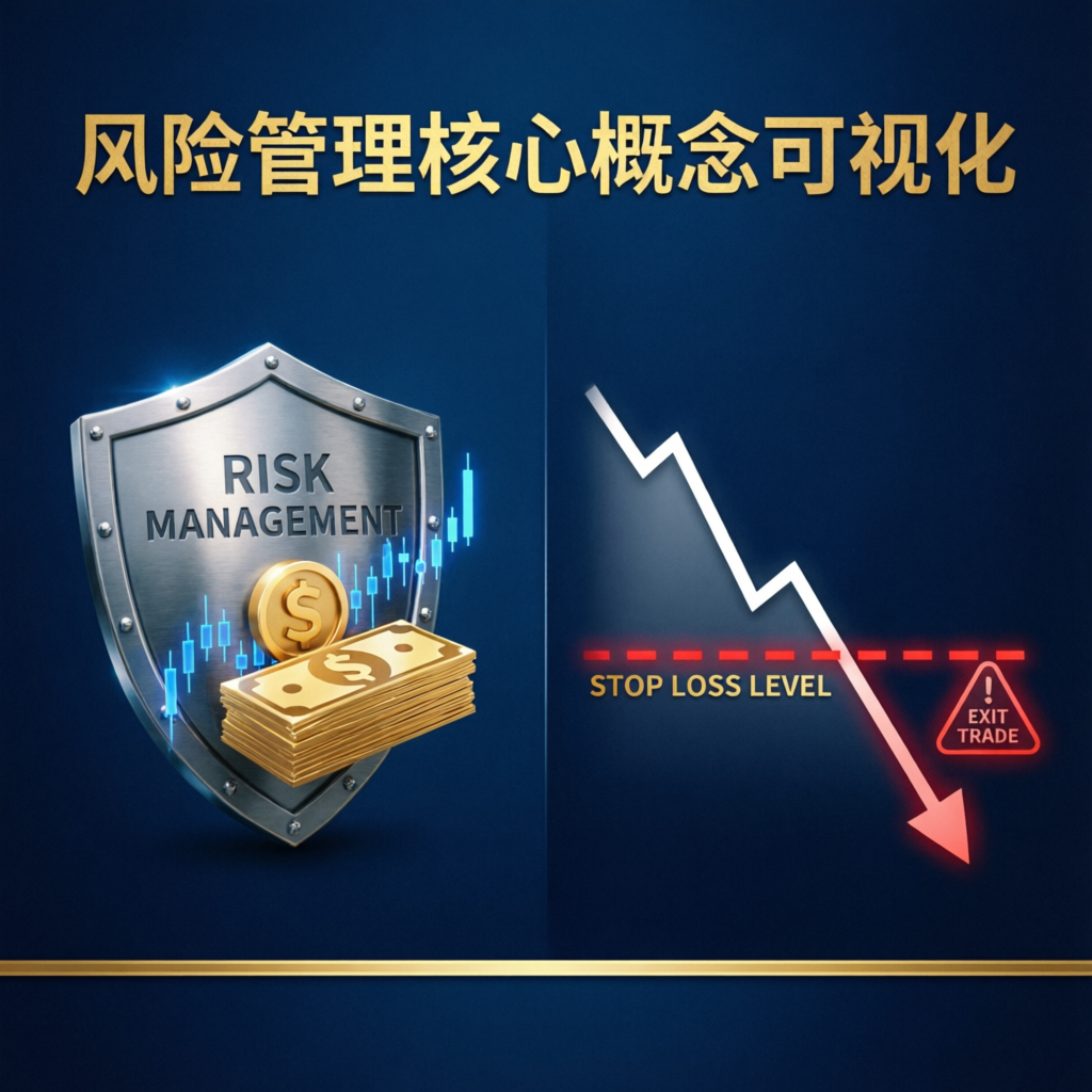 Risk management shield protecting trading capital with stop loss visualization
