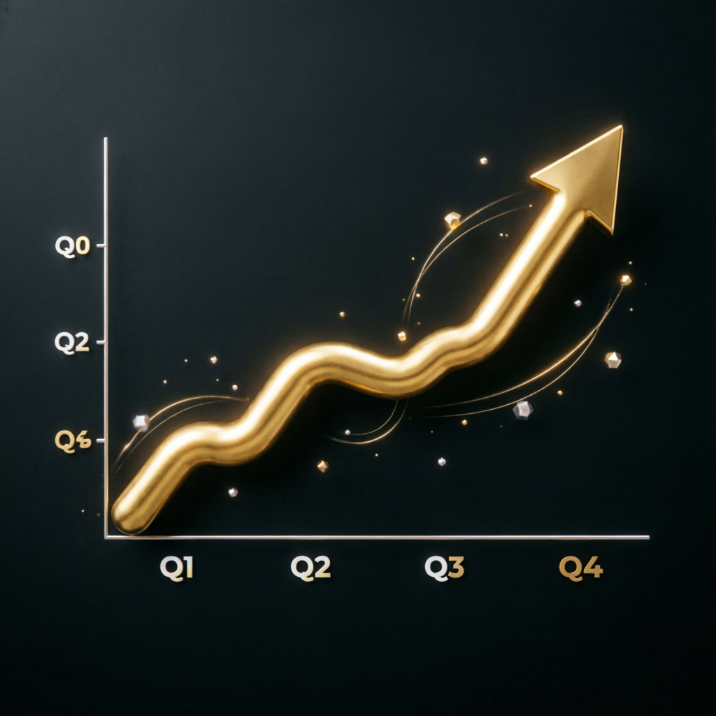 Growth chart showing scaling plan progress