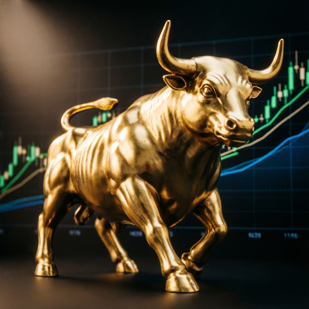 Gold bull symbolizing Topstep market success
