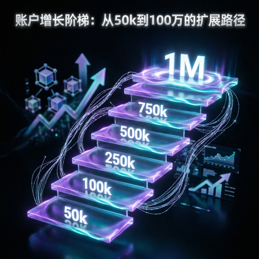 Topstep scaling plan visualization showing account growth from 50k to 1M