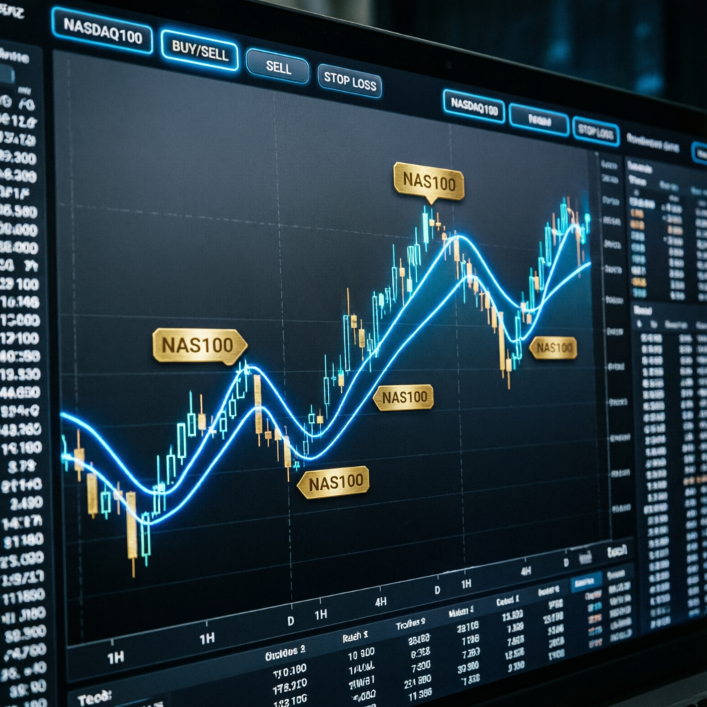 NAS100 Trading Terminal with Professional Charts and Prop Firm Interface