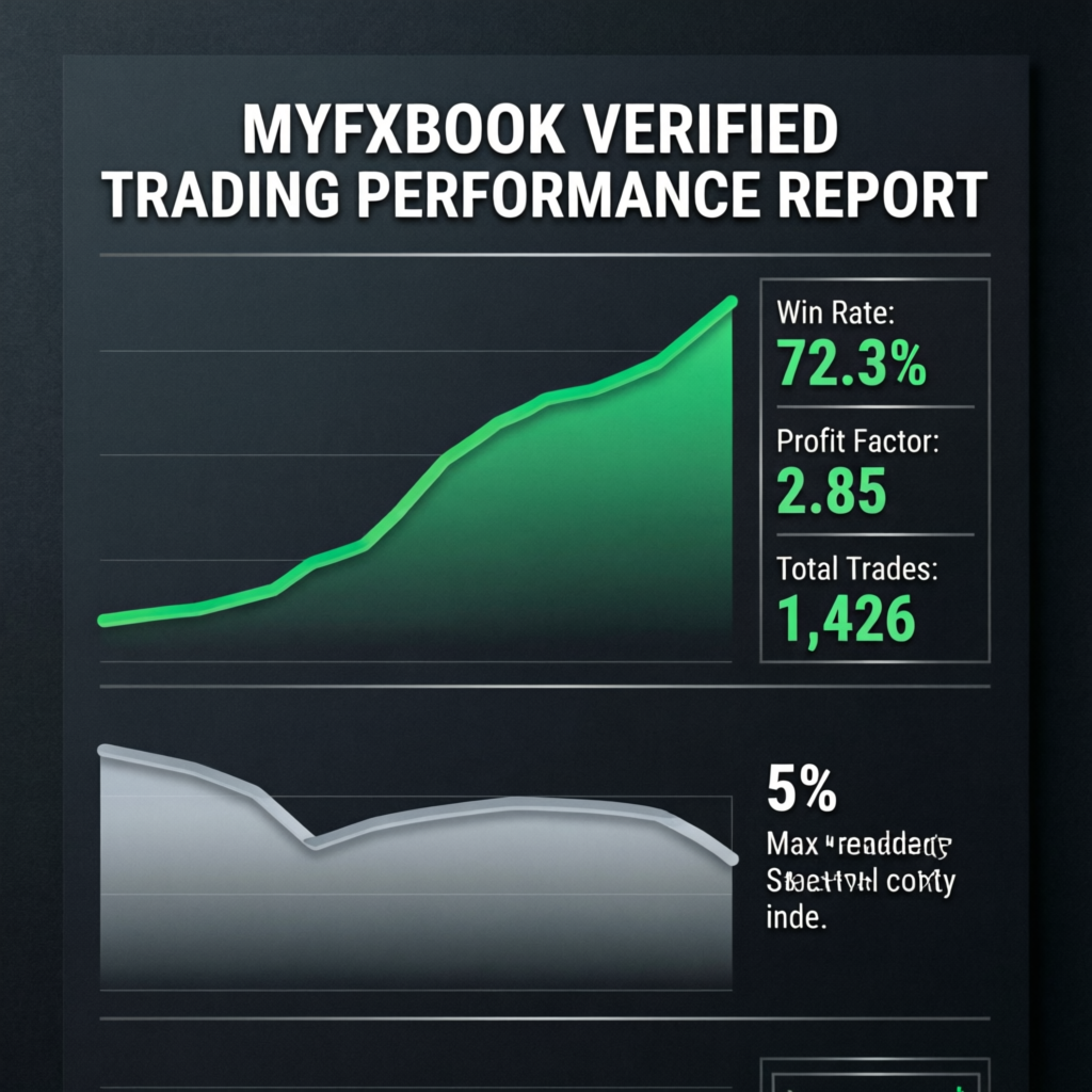 Myfxbook verified trading performance report showing consistent profit growth - PFM Capitals results