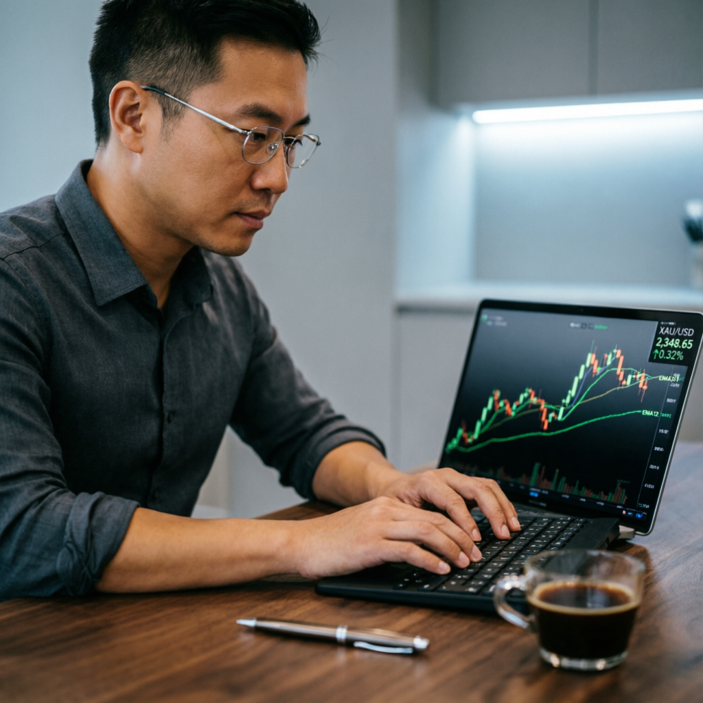 Trader connecting Topstep to Tradovate platform on laptop
