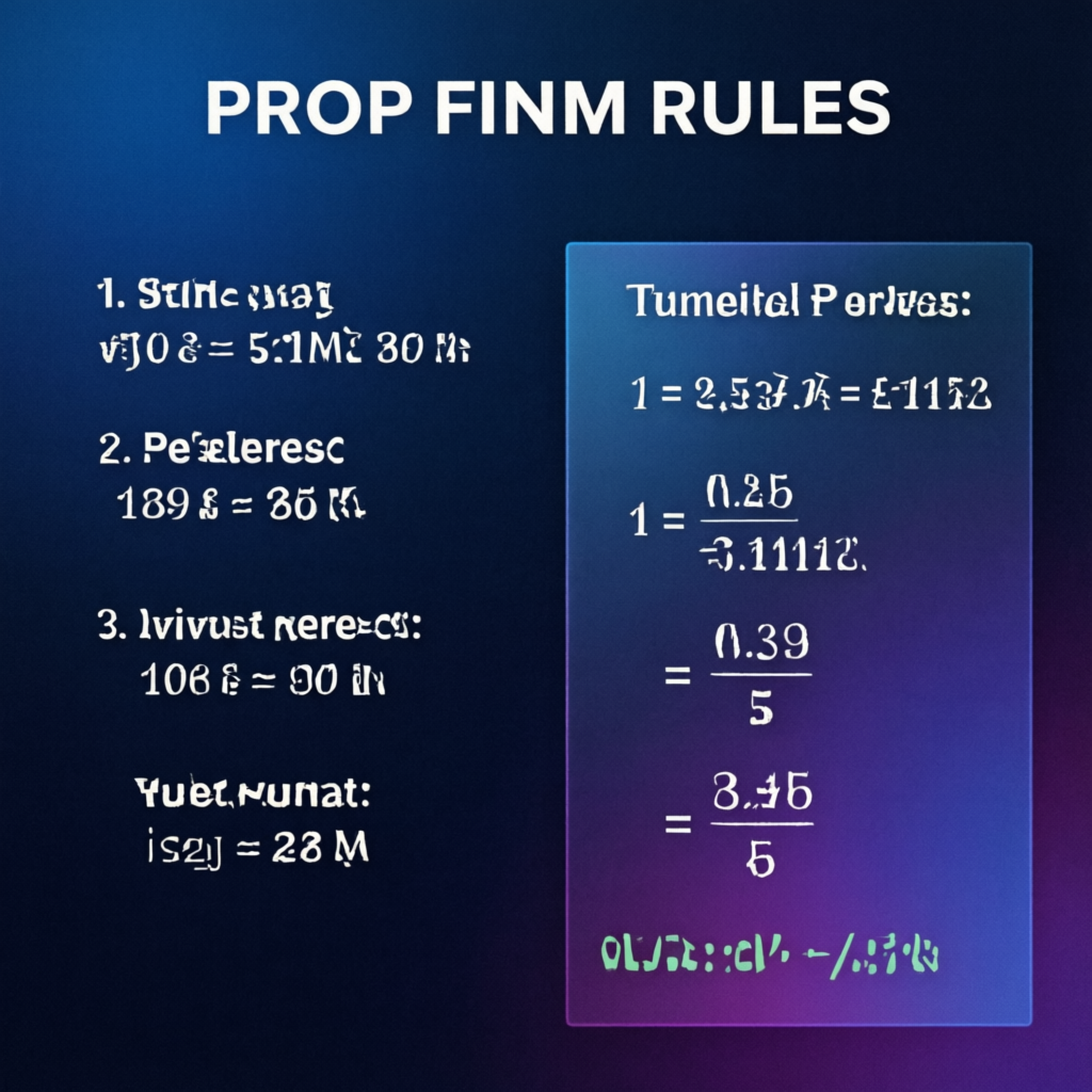Prop firm rules comparison chart showing different account types and requirements