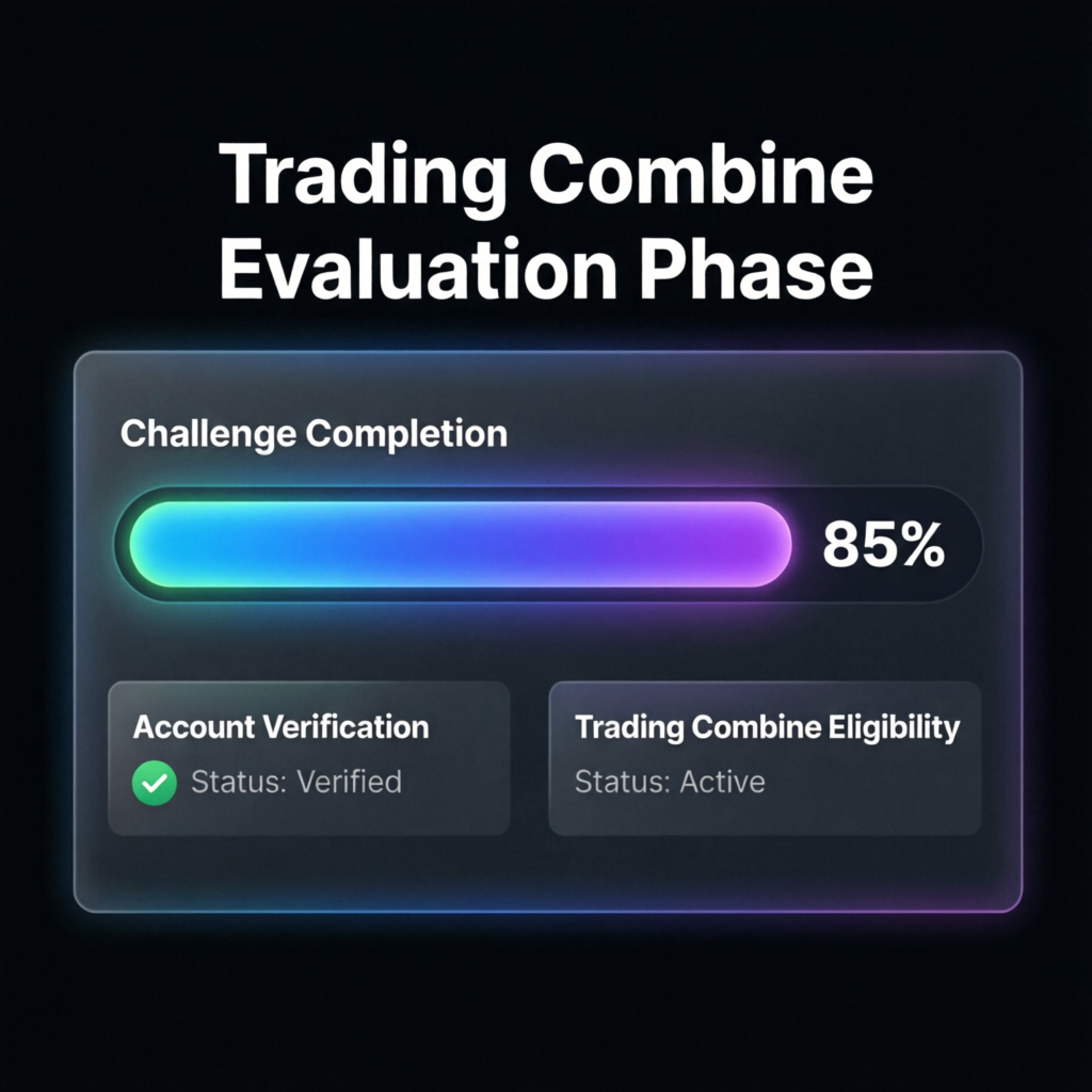 Trading combine evaluation phase showing challenge completion progress bar