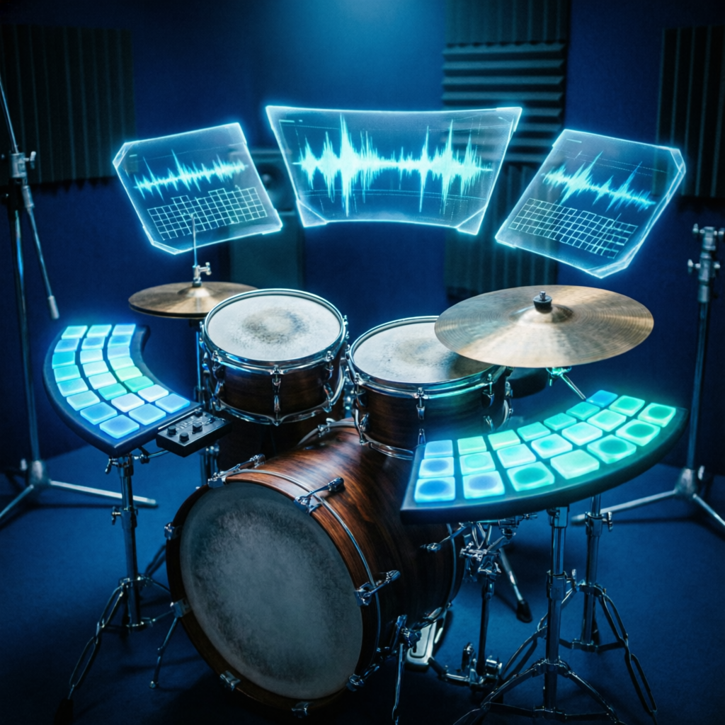 Batería SSD5 Free - batería híbrida con pads MIDI e interfaces holográficas