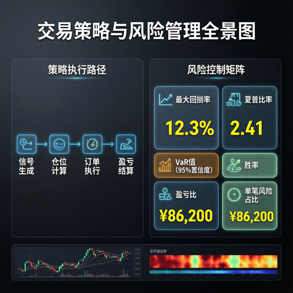 Risk management dashboard showing controlled drawdown metrics