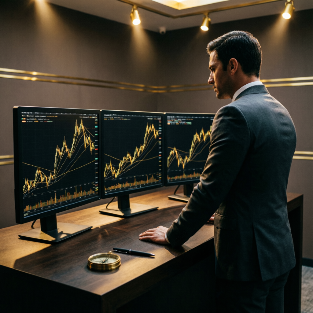 Professional trader analyzing Apex Trader Funding drawdown rules on premium trading desk