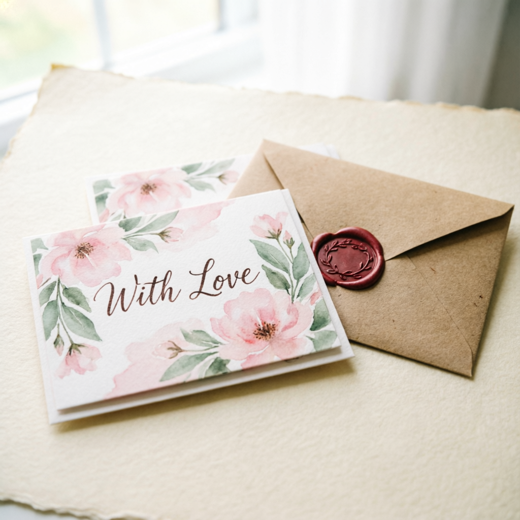 Custom handmade greeting cards with watercolor floral design