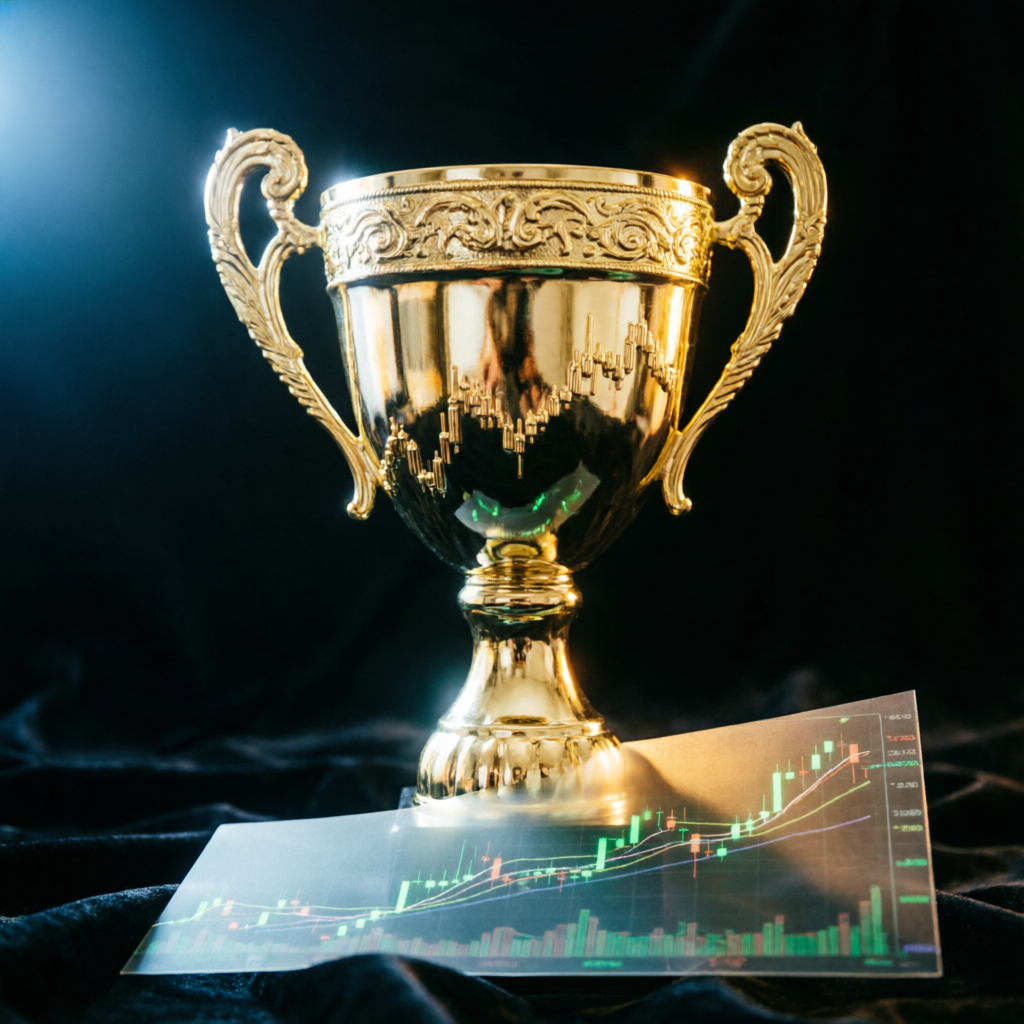 Golden trophy representing Apex Trader Funding success