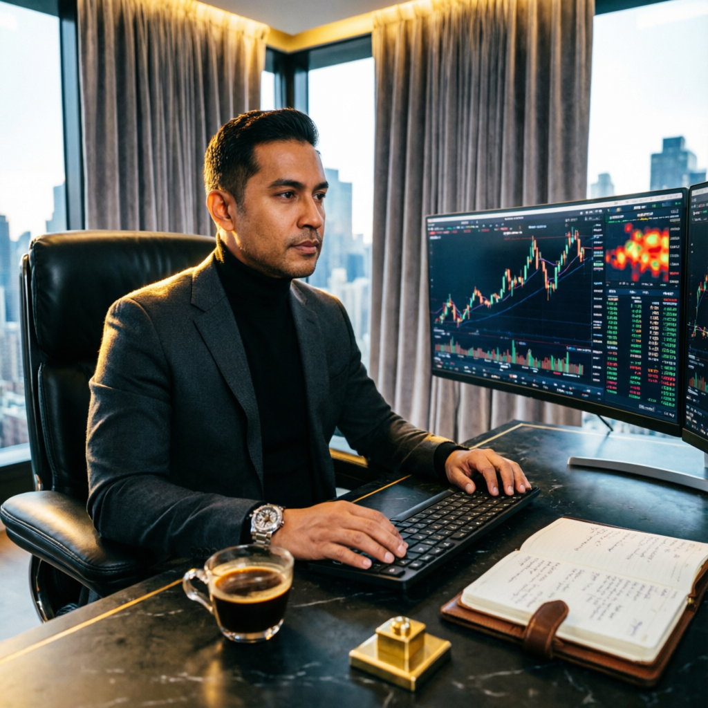 Professional forex trader analyzing Apex Trader Funding evaluation rules