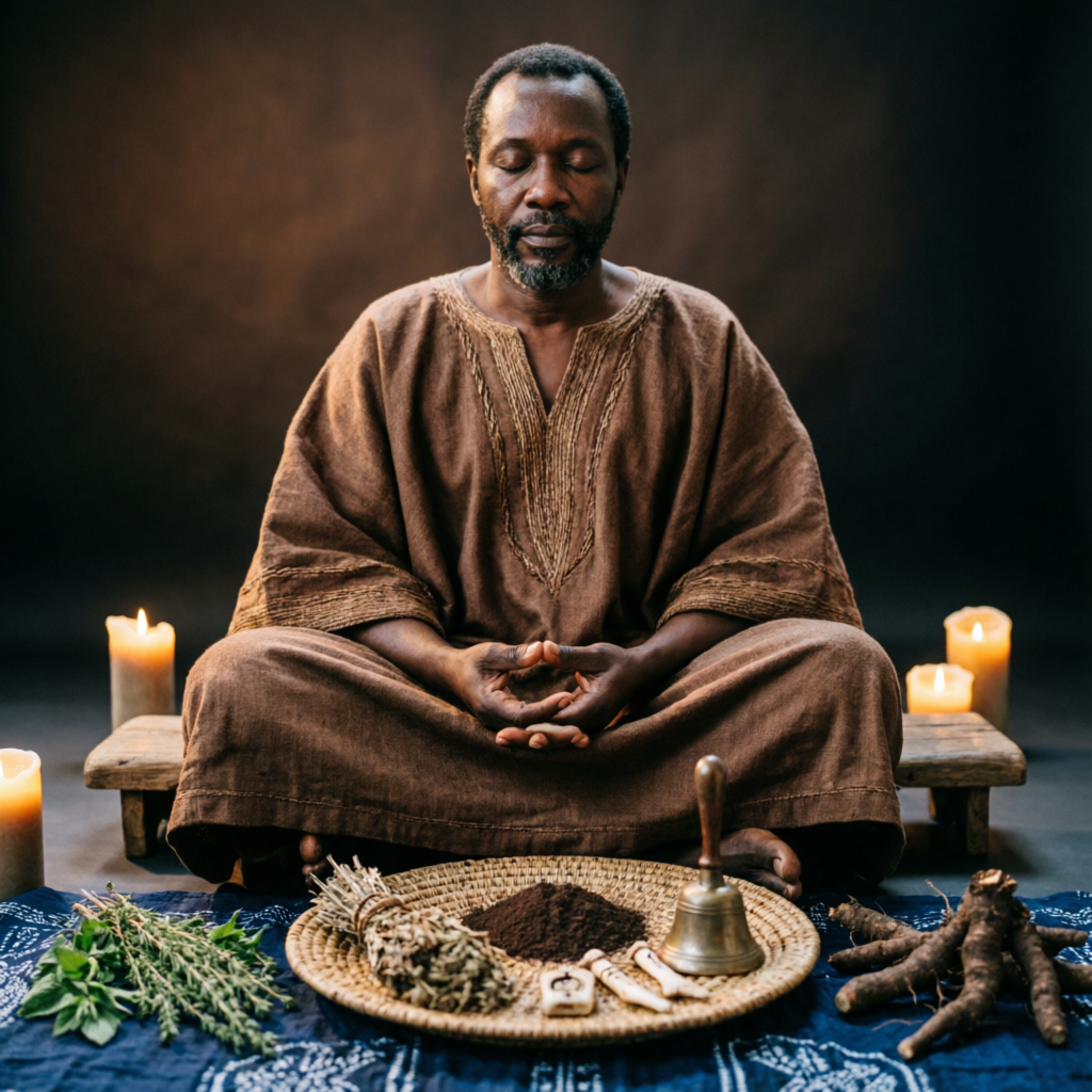 Priest Amar meditating