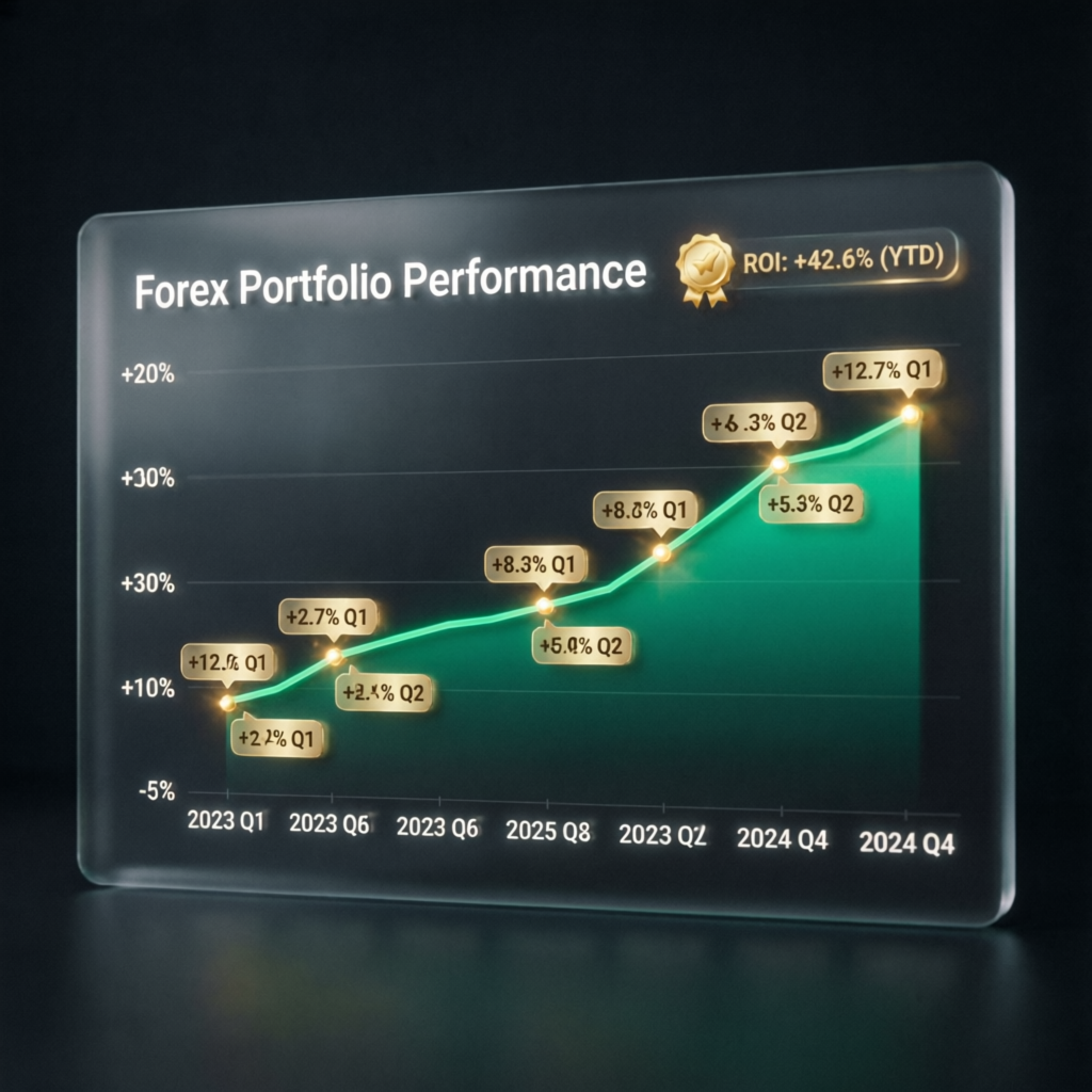 Forex portfolio performance showing consistent profit growth over time
