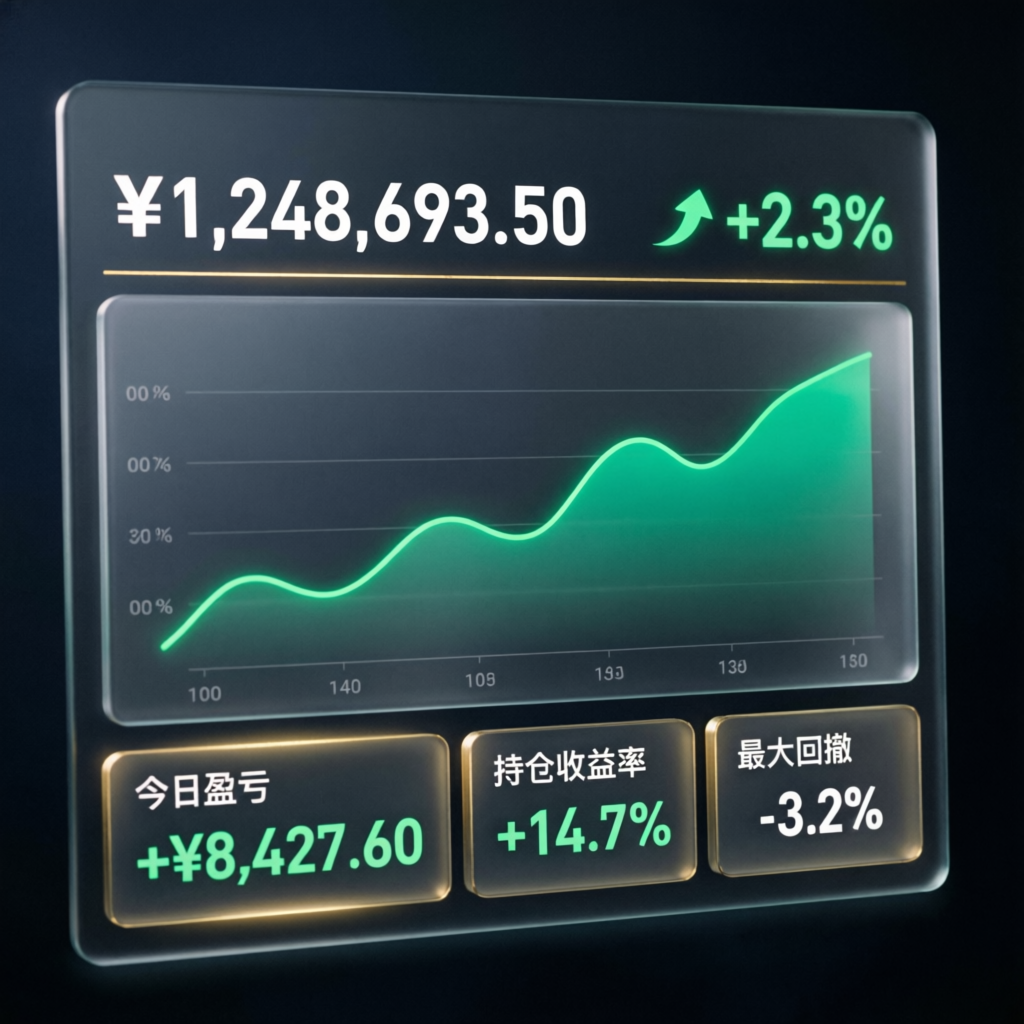 Trading dashboard showing consistent profit growth