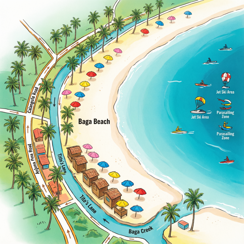 Baga Beach Map - North Goa Taxi Service