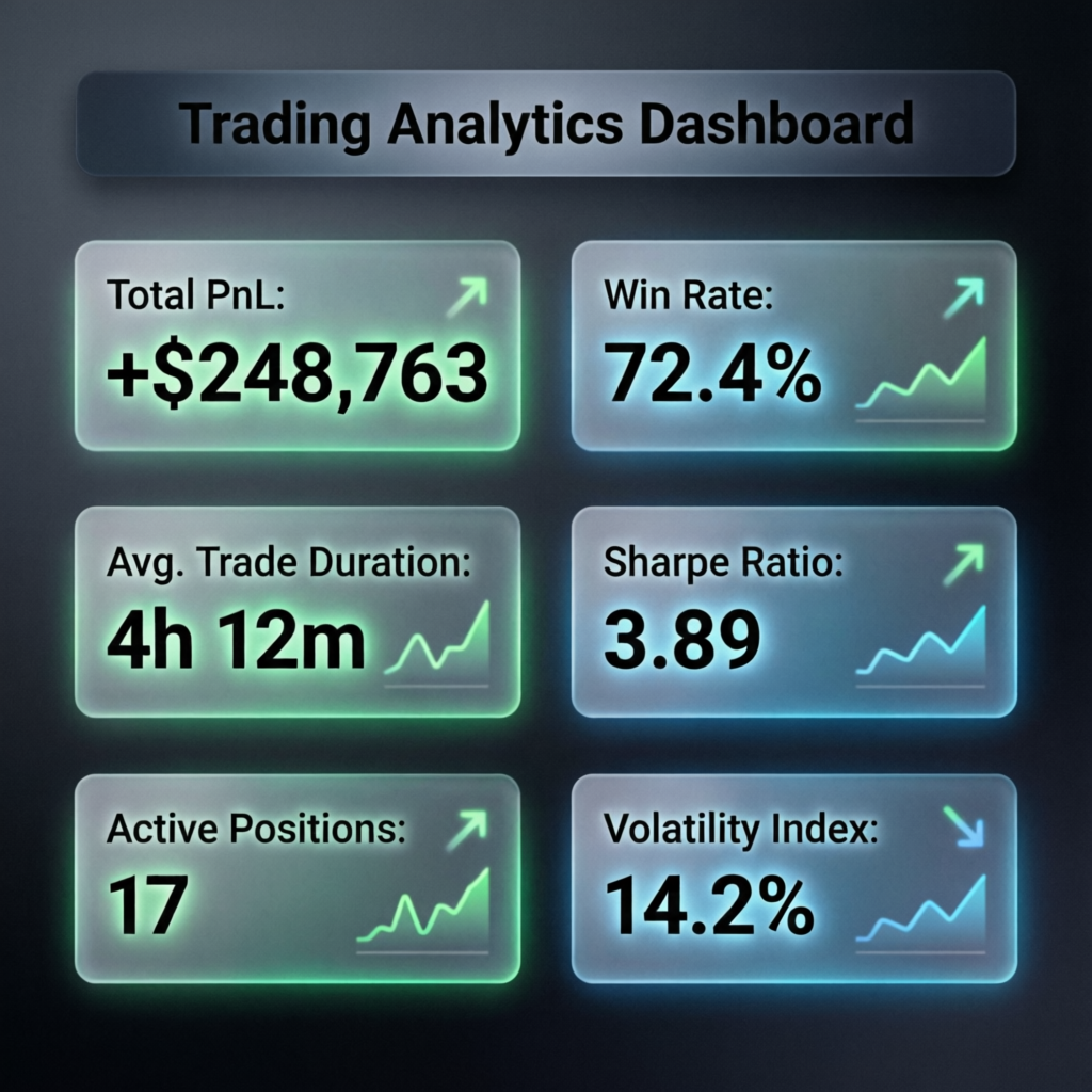 Trading analytics dashboard showing drawdown and risk metrics