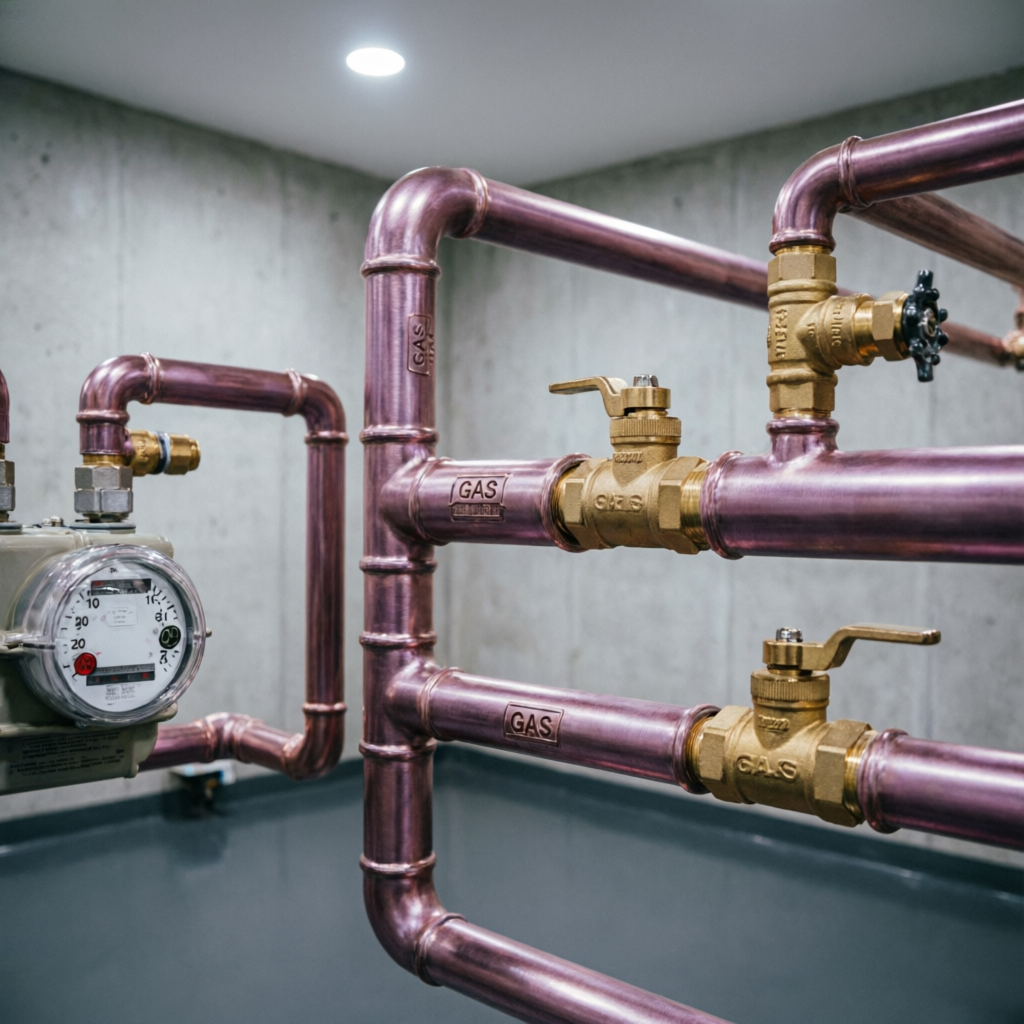 Instalación profesional de tuberías de gas con contador certificado