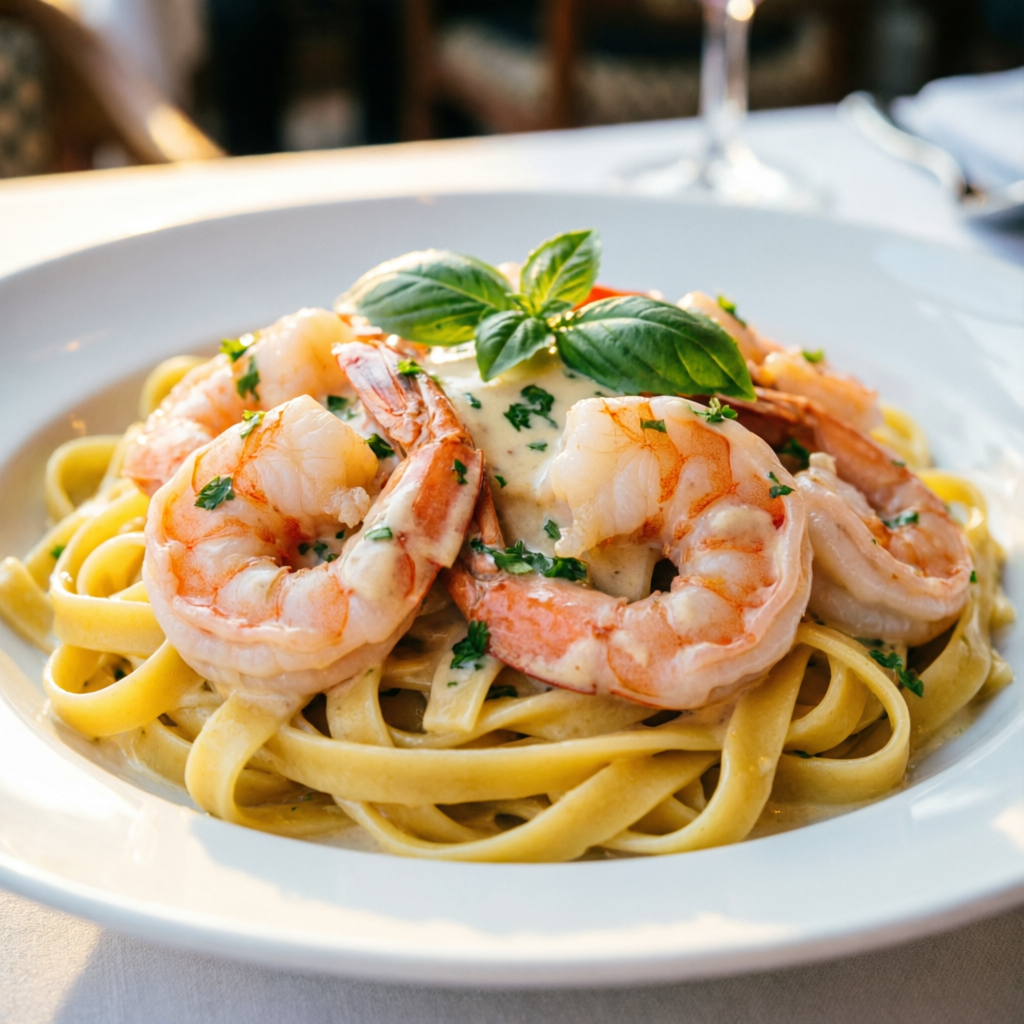 Tagliatelles crevettes