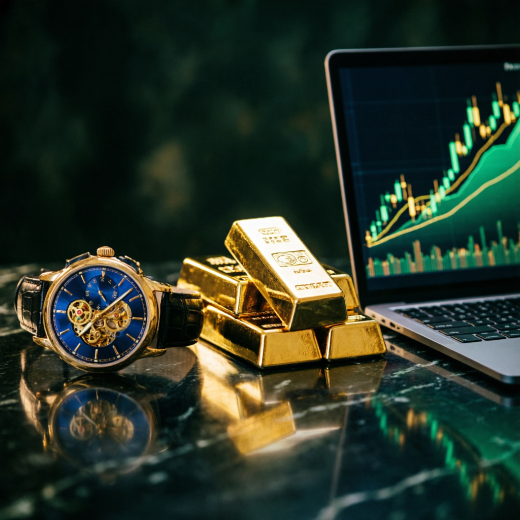 Premium payout success with gold bars and trading profits