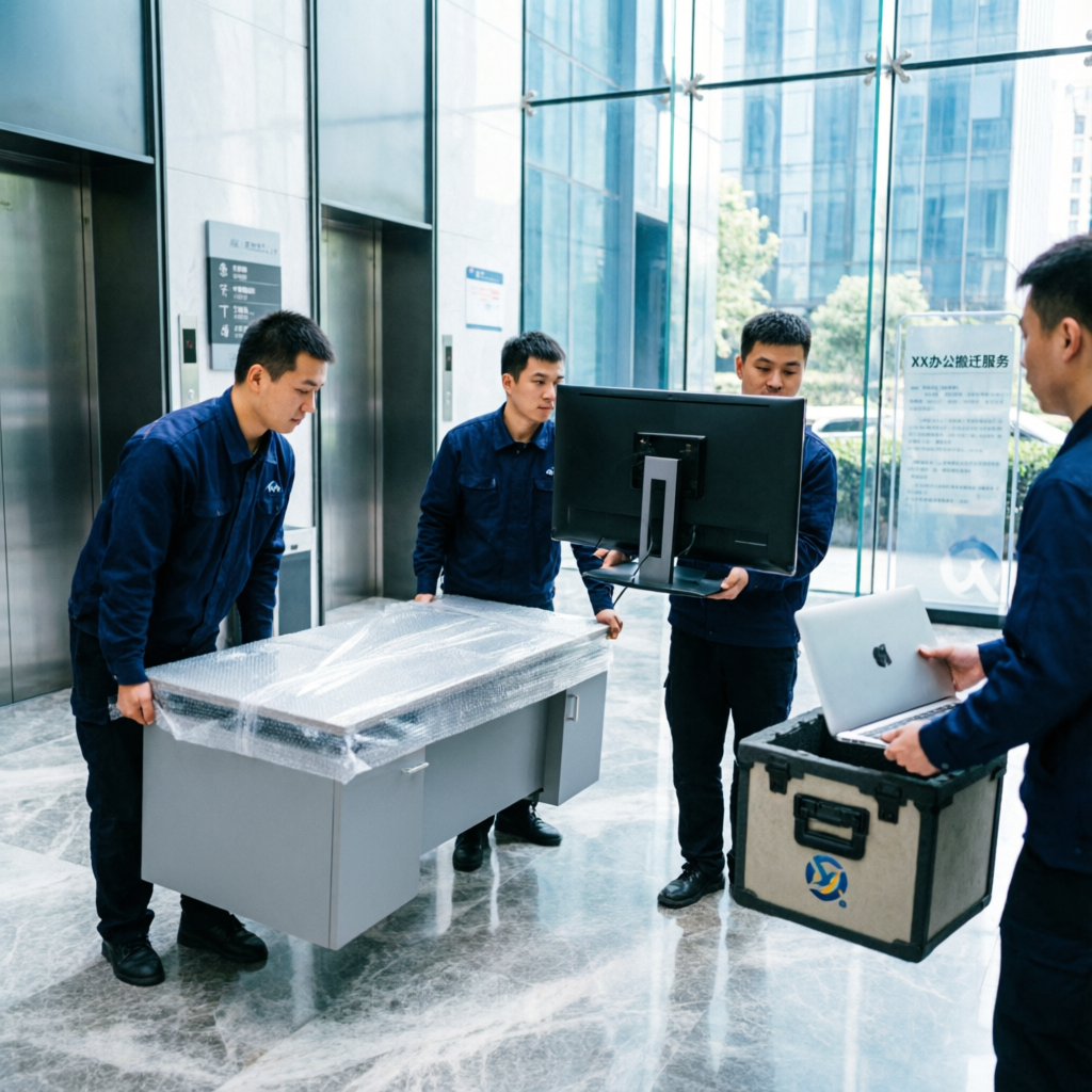 Servicio profesional de mudanzas de oficinas en Bogotá con equipo transportando muebles corporativos