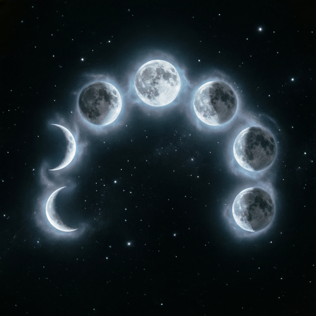 Moon phases in deep space