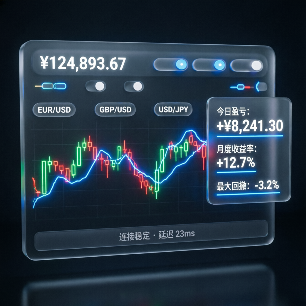 Professional trading dashboard showing prop firm challenge passing service metrics