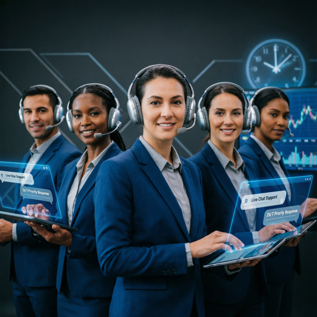 Professional customer support team providing 24/7 assistance