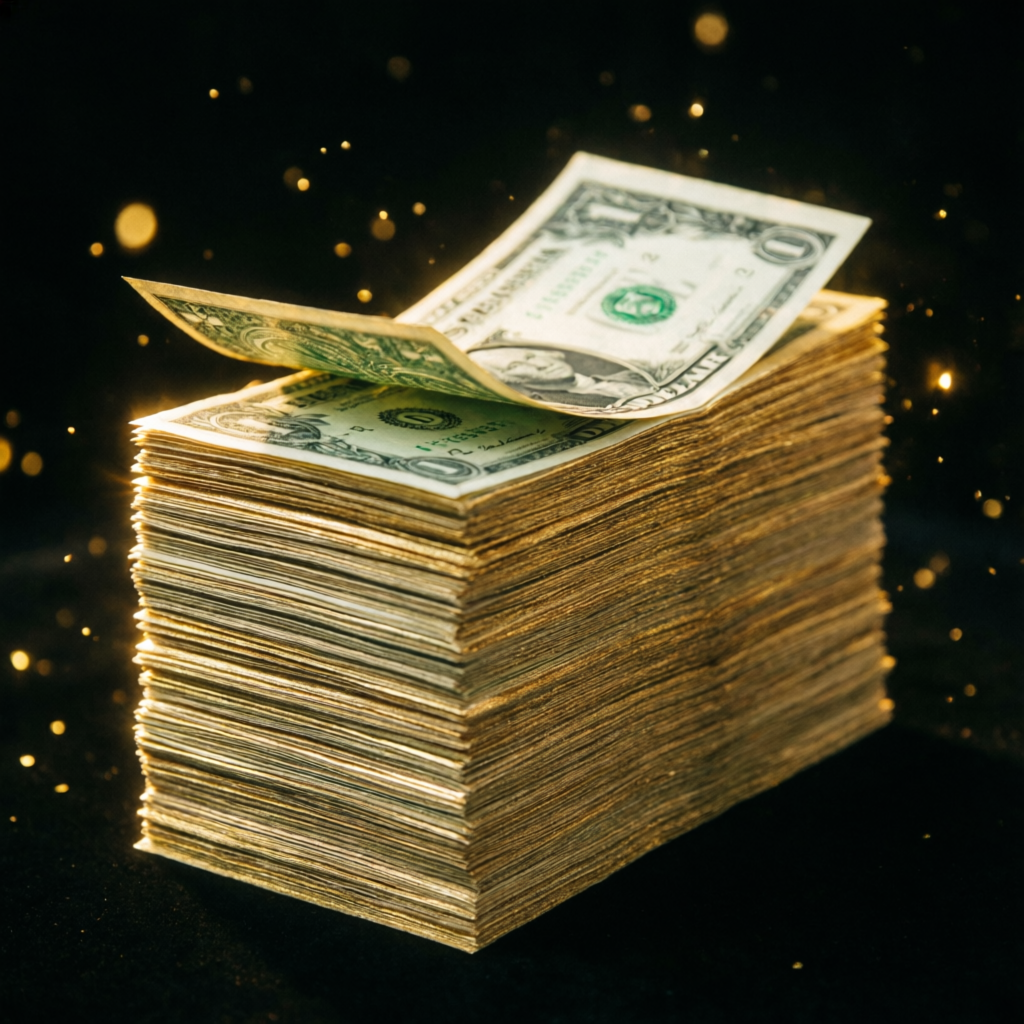 Stack of dollar bills representing Apex Trader Funding payouts and profits