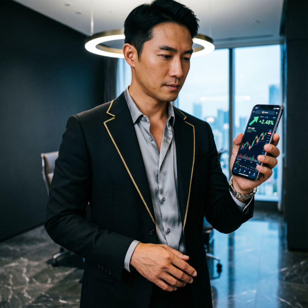 Professional trader using mobile app to monitor Apex Trader Funding account
