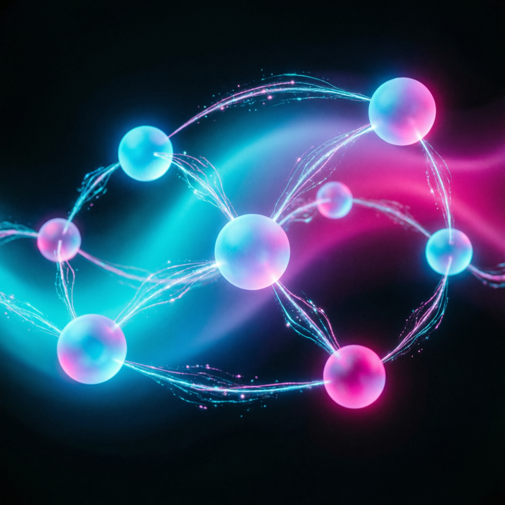 Abstract data flow visualization representing prop firm trading network connections