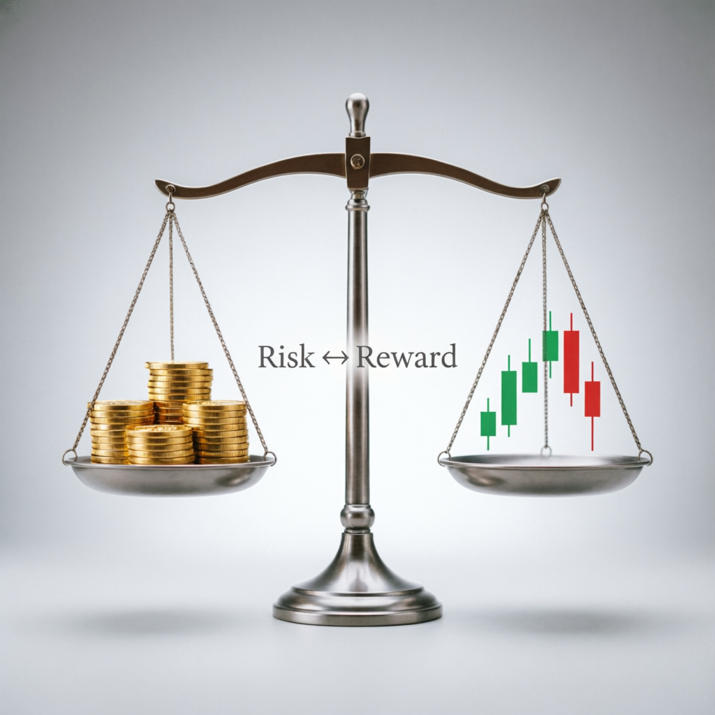 Risk vs Reward Balance Scale Trading Concept