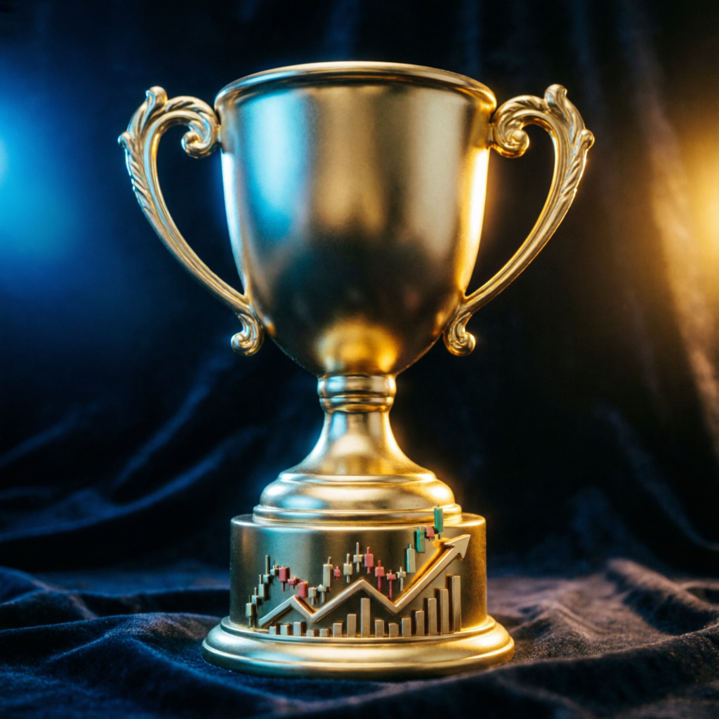 Gold trophy representing successful prop firm challenge passing by PFM Capitals