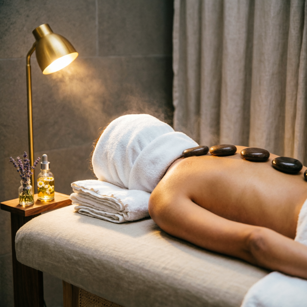 Hot Stone Massage Setup