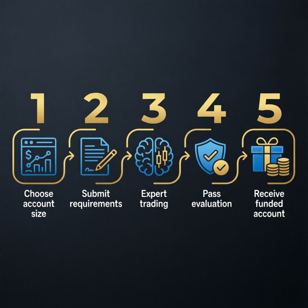 Step by step process for E8 Markets passing service by PFM Capitals